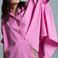 Pink oversized blouse with short sleeves