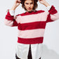 Q2 Pink sweater with stripes and a crew neck