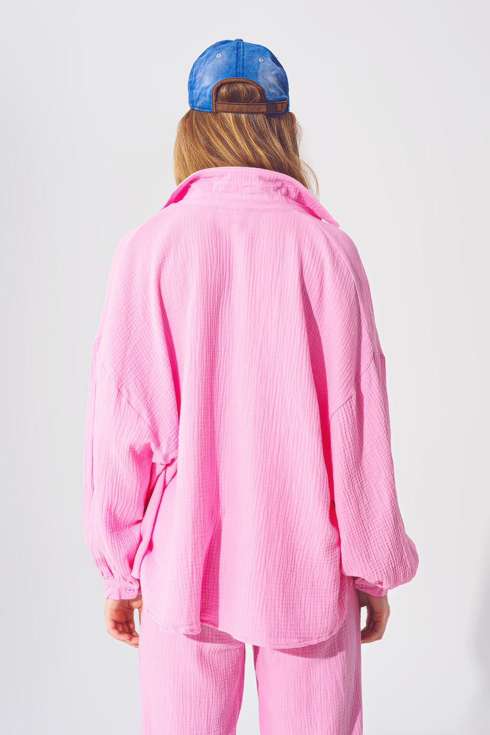 Pink Textured Loose Fit Shirt - Szua Store