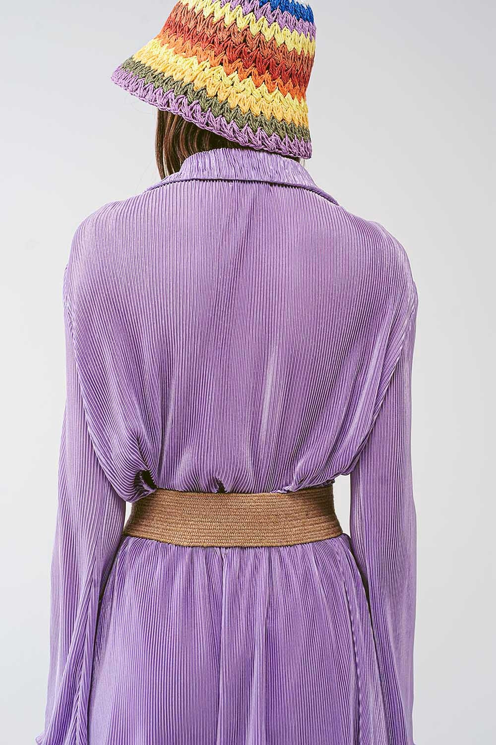 Pleated Satin Wrap Top in lilac - Szua Store