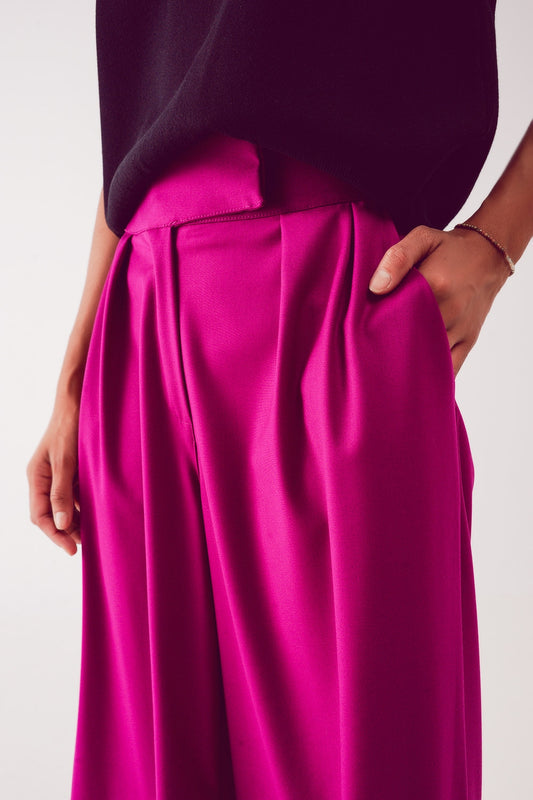 Pleated wide leg pants in fuchsia Szua Store