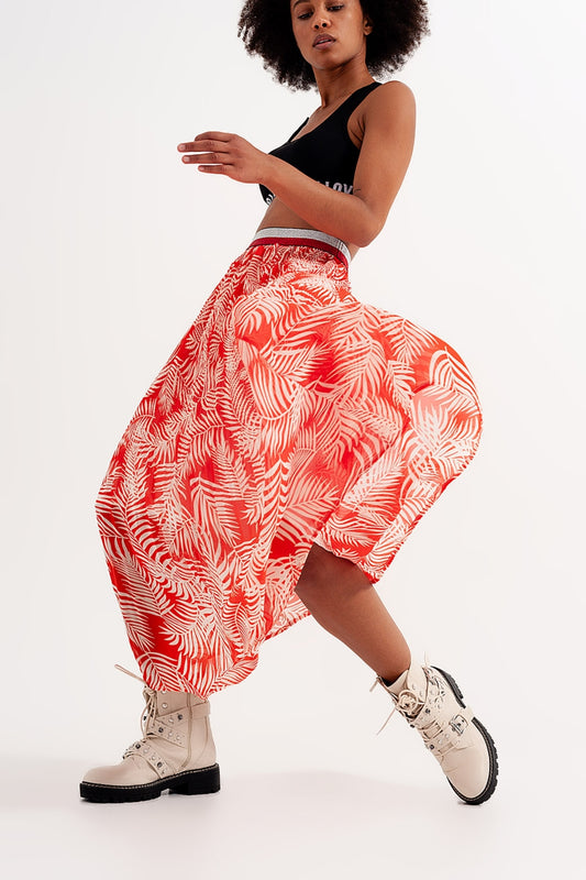 Plisse maxi skirt in red floral print Szua Store