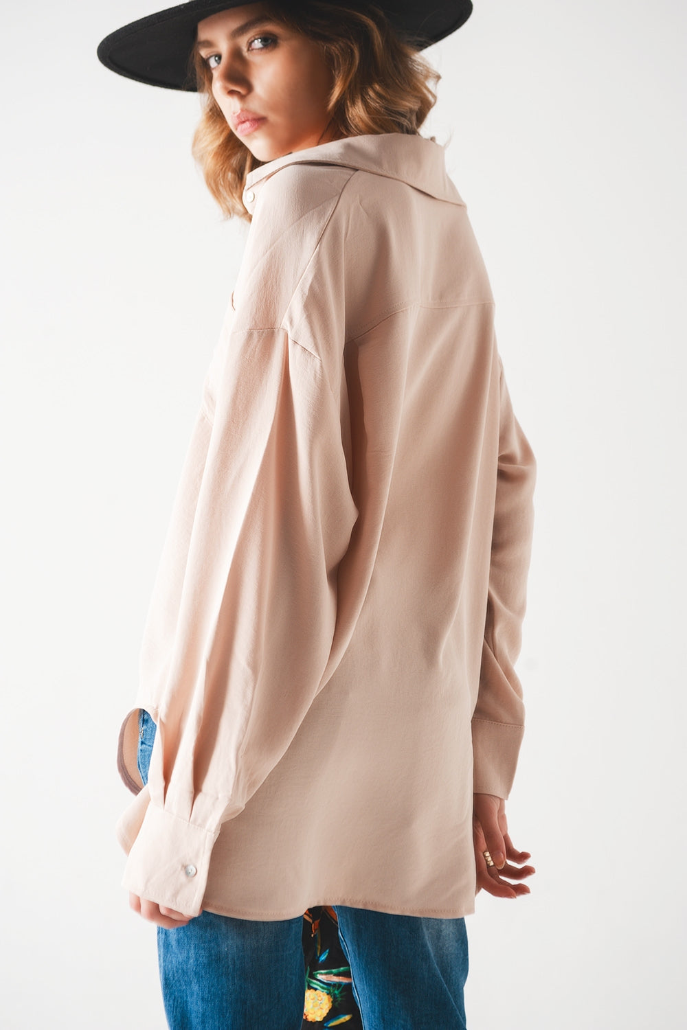 Pocket detail oversized shirt in beige Szua Store