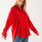 Q2 Pocket detail oversized shirt in red