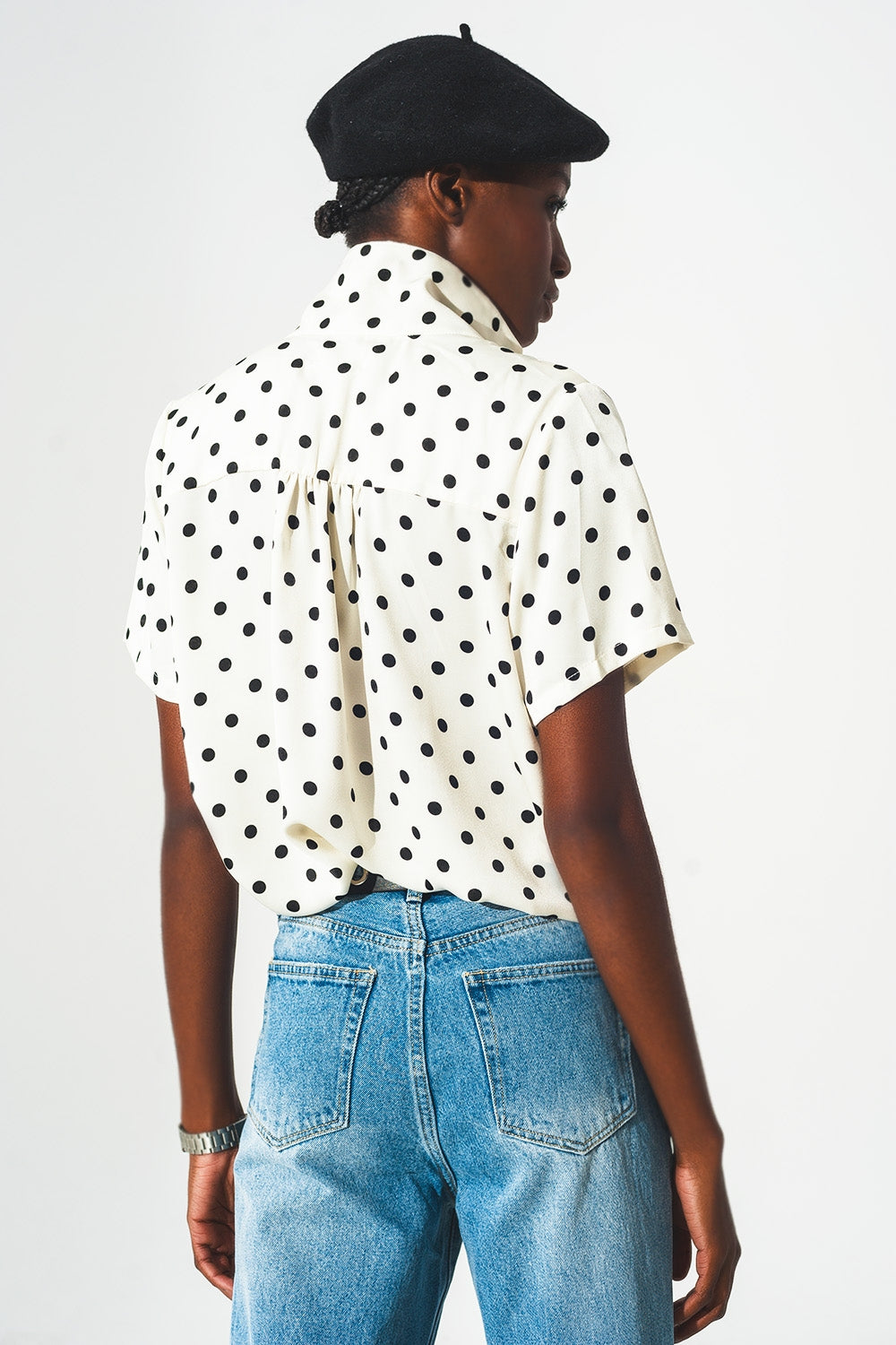 polka dot Shirt in cream - Szua Store