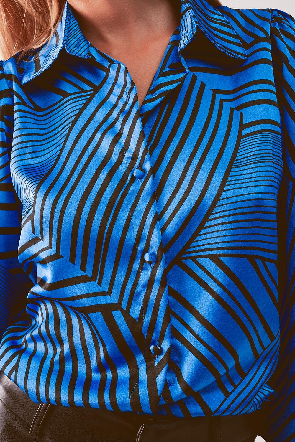 Puff sleeve printed blouse in blue Szua Store