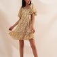 Puff sleeve smock dress in yellow Szua Store