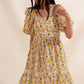 Puff sleeve smock dress in yellow Szua Store