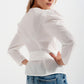 Puff sleeve wrap front top with belt detail in white Szua Store