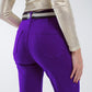 Purple flair jeans with large front pockets