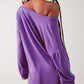 Purple long sleeve v neck top in modal Szua Store