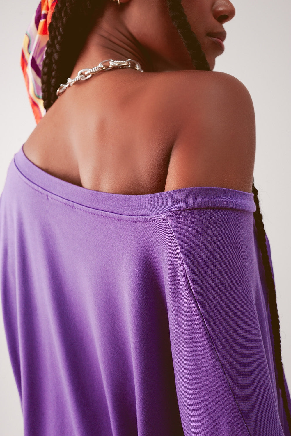 Purple long sleeve v neck top in modal Szua Store