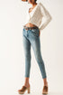 Q2 Push up Ripped skinny jean in blue