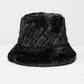 Q2 Quilted Bucket Hat In Black Faux Fur