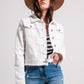 Raw edge denim jacket in white Szua Store