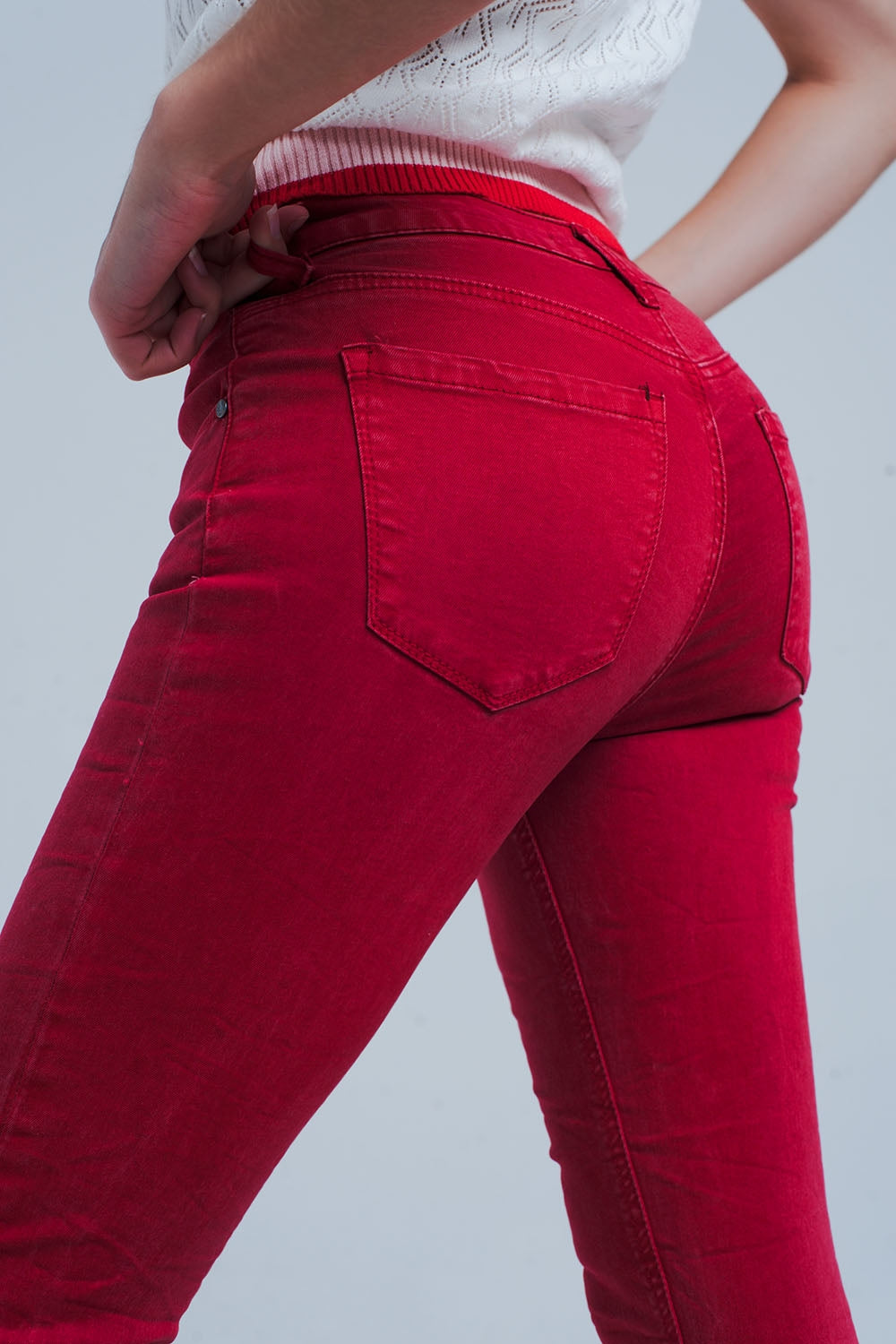 Red mid rise skinny jeans Szua Store