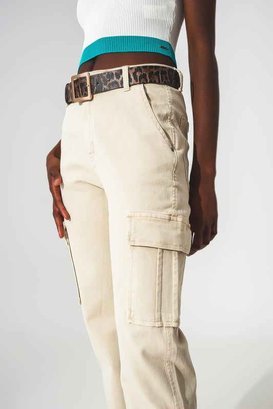 Relaxed cargo pants in beige - Szua Store