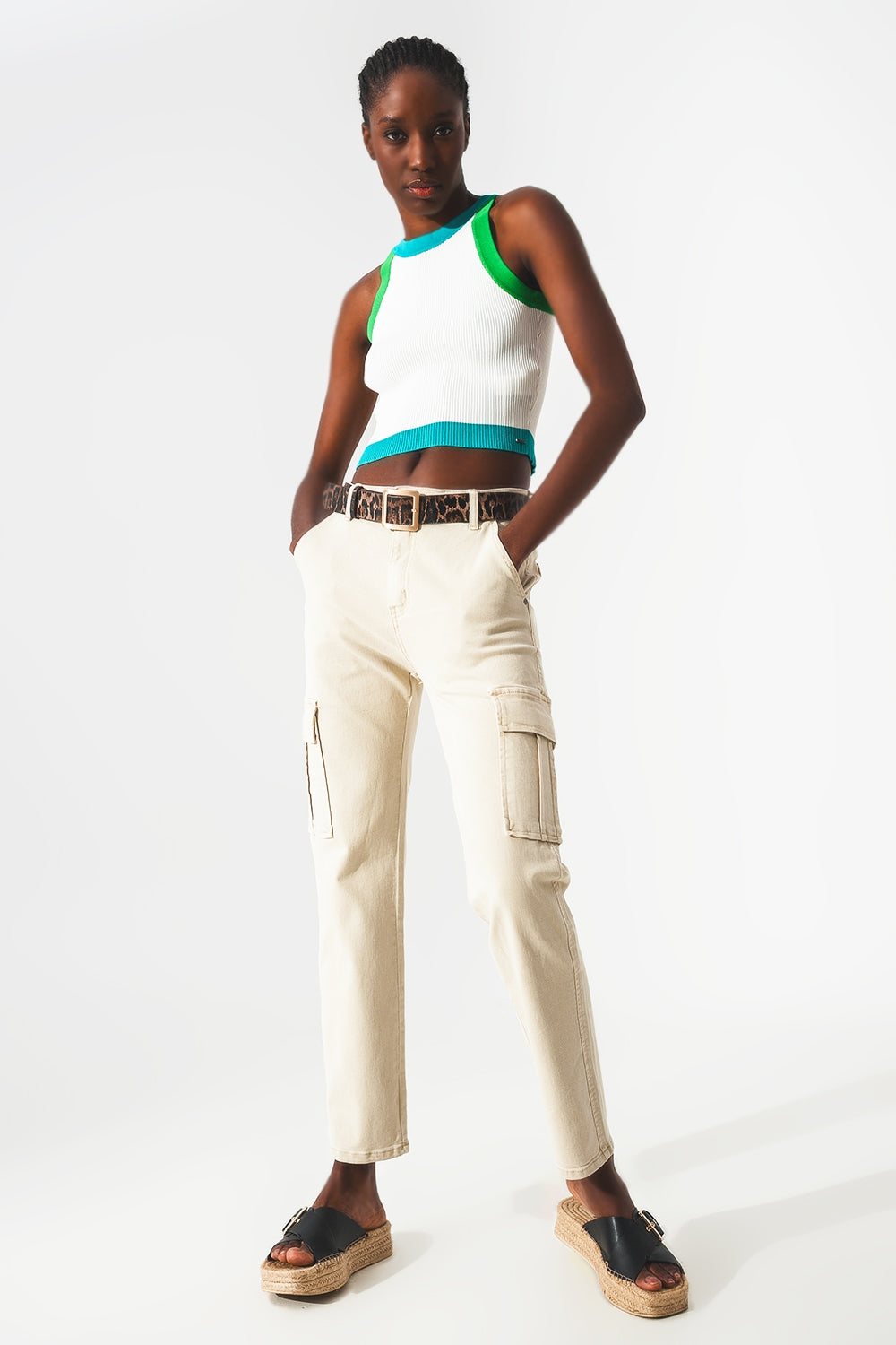 Relaxed cargo pants in beige - Szua Store