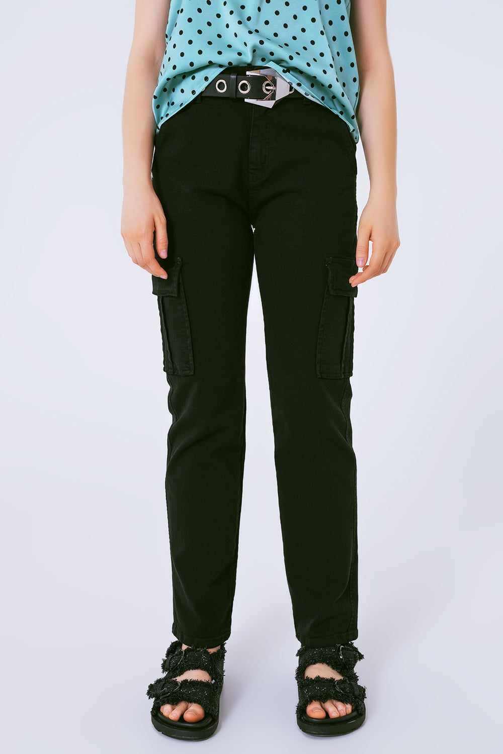 Relaxed cargo pants in black - Szua Store