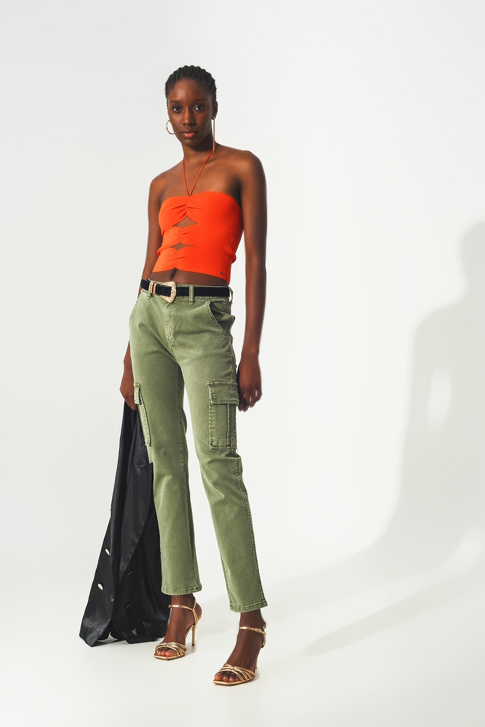 Relaxed cargo pants in khaki - Szua Store