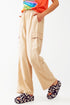 Q2 Relaxed Cargo Pants With Drawstring in Beige