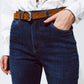 Relaxed fit blue jeans with cuffed hem detail