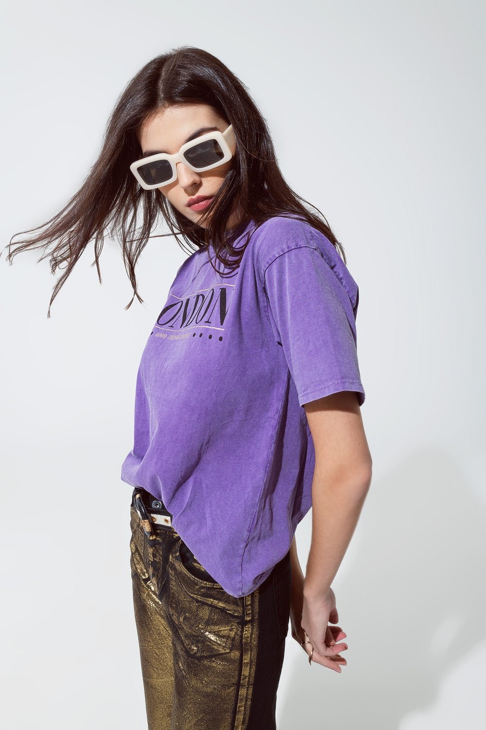 Relaxed fit T-shirt in washed purple with london logo