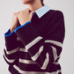 Relaxed jumper in stripe pattern in black Szua Store