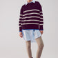 Relaxed jumper in stripe pattern in black Szua Store