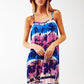 Relaxed Open Back Maxi Dress In Tropical Blue Print - Szua Store