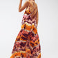 Relaxed Open Back Maxi Dress In Tropical Pink Print - Szua Store
