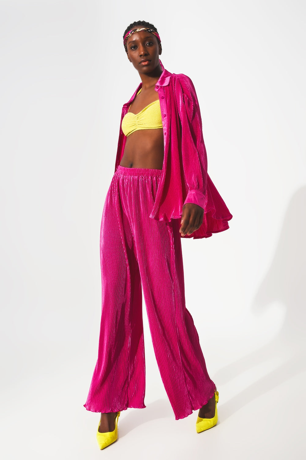 Jaded Rose Petite sheer wide leg pants in pink sparkle - part of a set |  ASOS