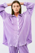 Q2 Relaxed Pleated Satin Shirt in lilac