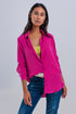 Relaxed satin long sleeve shirt in fuchsia Szua Store