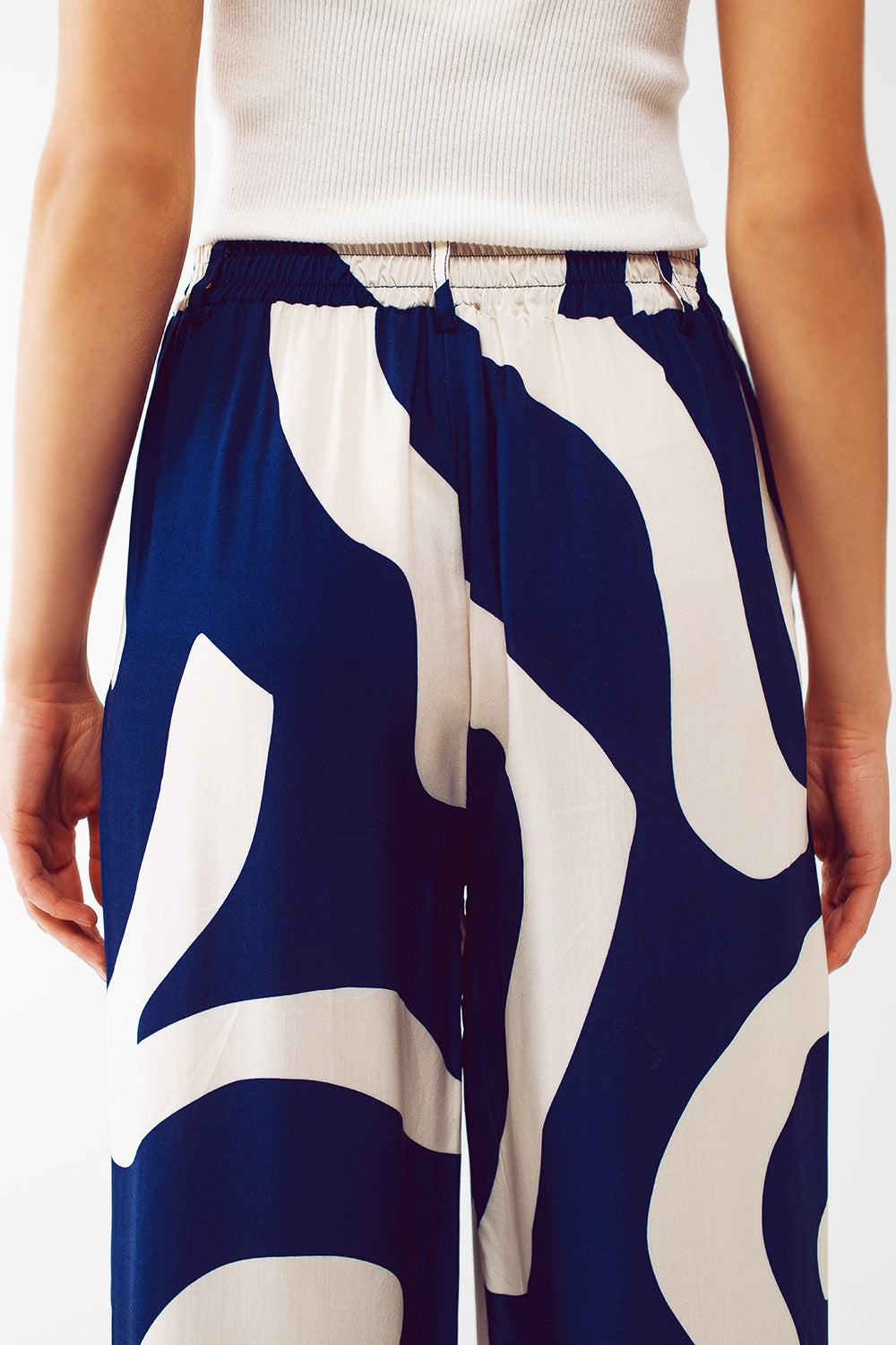 Relaxed Wide Leg Pants in blue Abstract Print - Szua Store