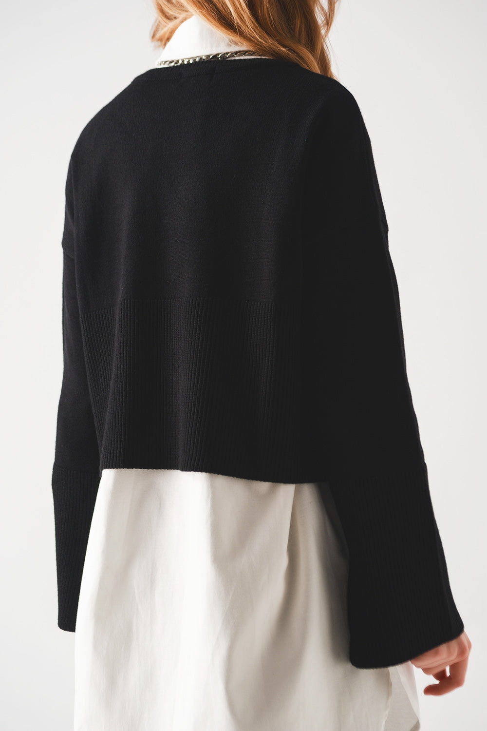 Ribbed boat neck jumper in black Szua Store