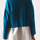 Ribbed boat neck jumper in blue Szua Store