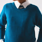 Ribbed boat neck jumper in blue Szua Store