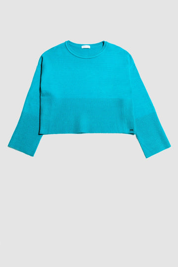 Ribbed boat neck jumper in turquoise Szua Store