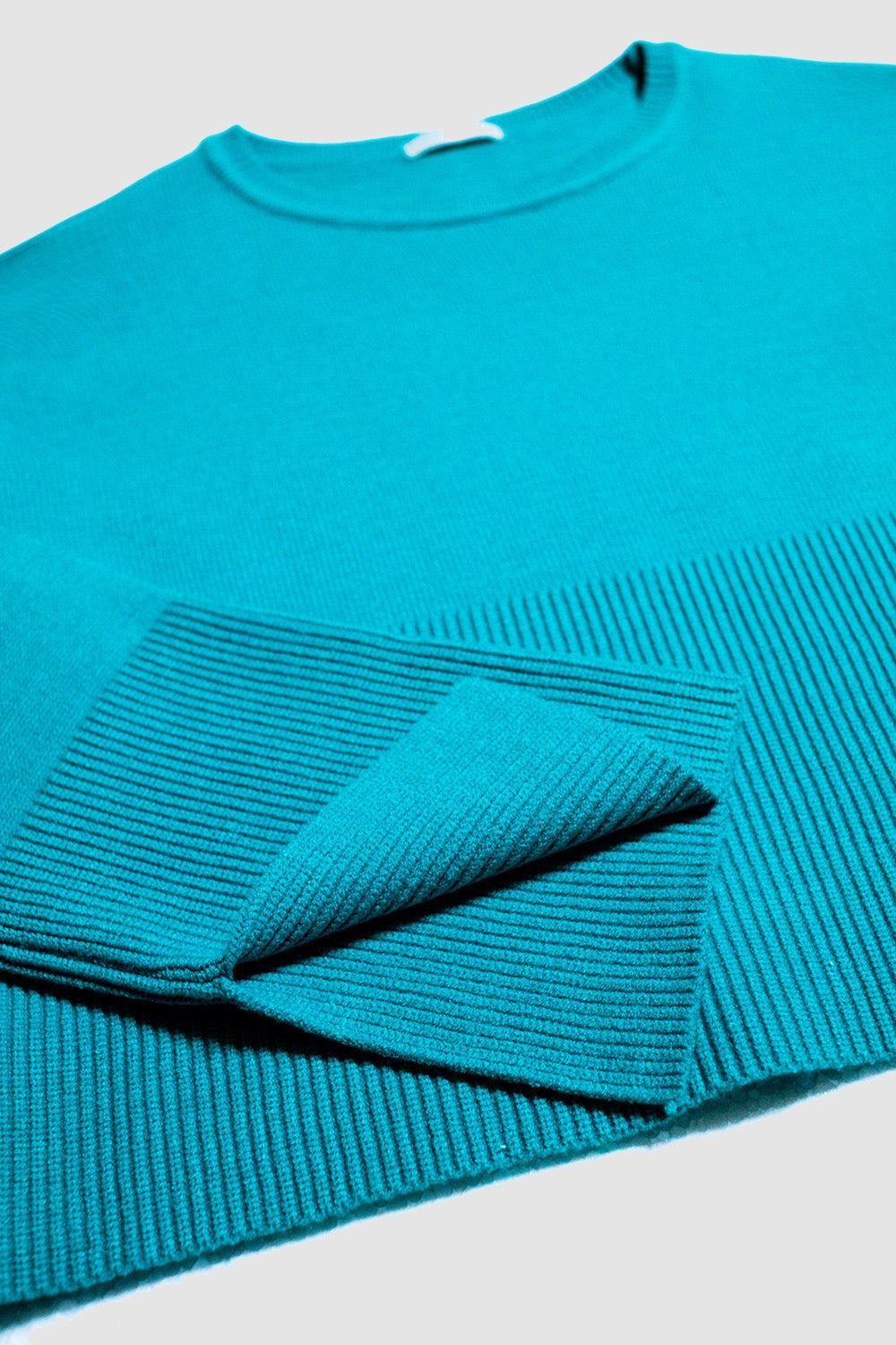 Ribbed boat neck jumper in turquoise Szua Store