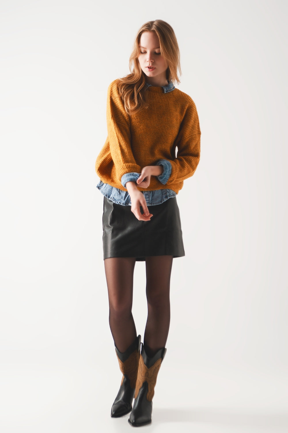 Ribbed knitted sweater in Mustard Szua Store