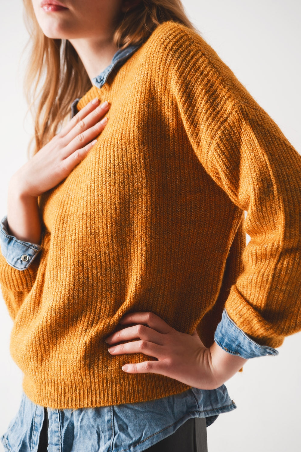 Ribbed knitted sweater in Mustard Szua Store