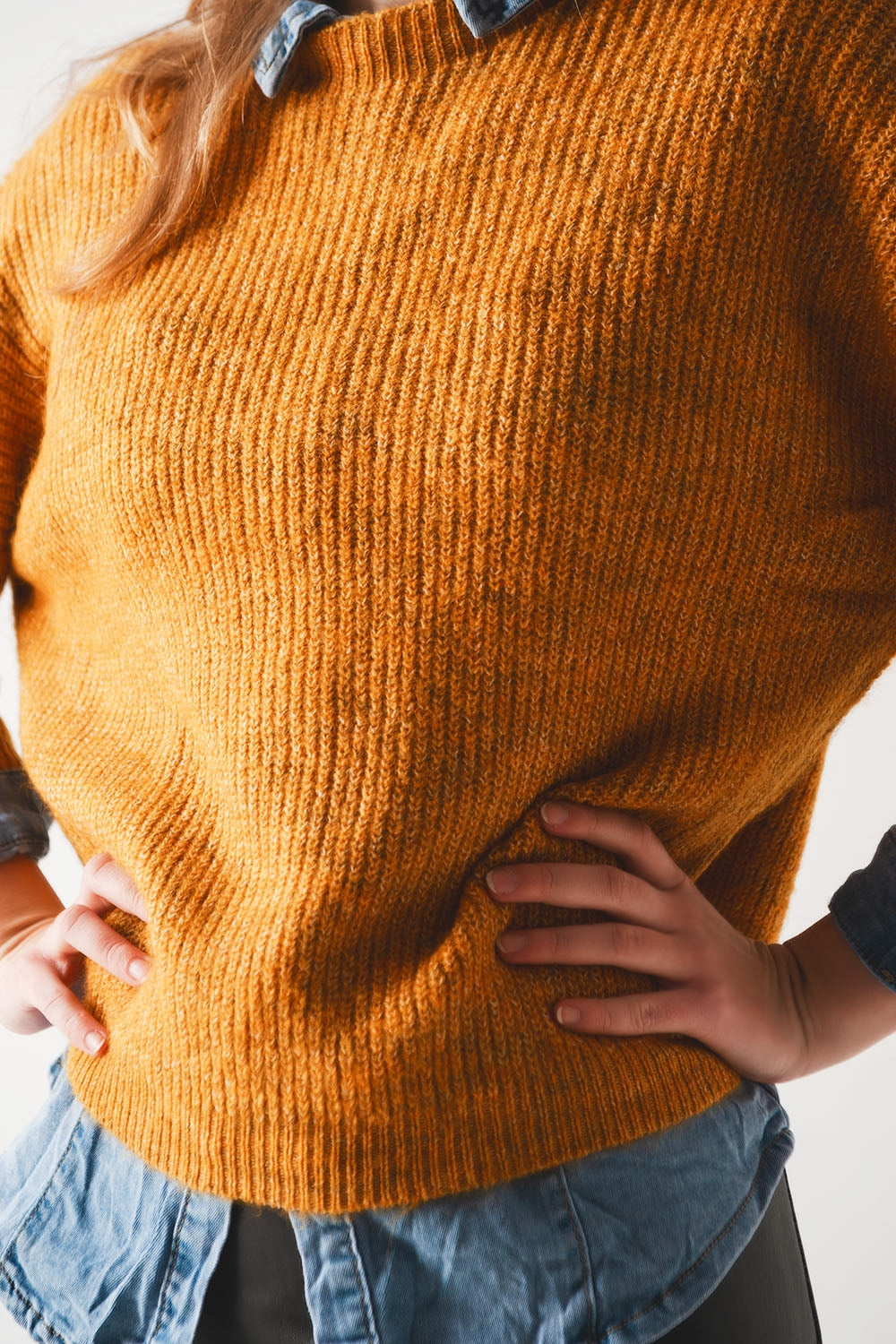 Ribbed knitted sweater in Mustard Szua Store