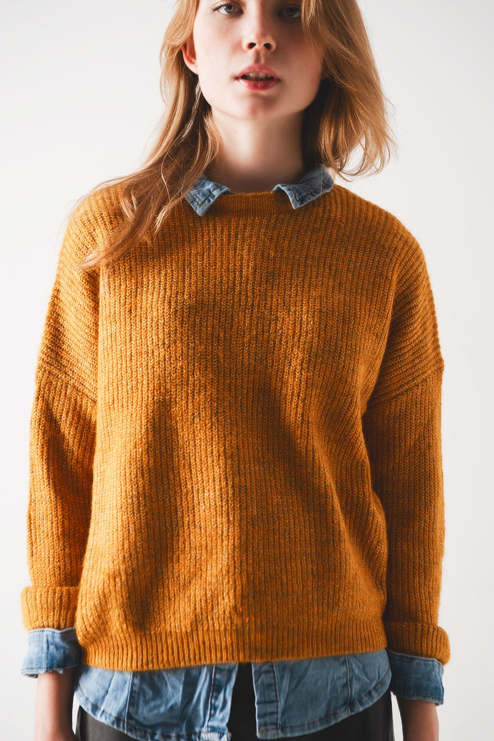 Ribbed knitted sweater in Mustard Szua Store