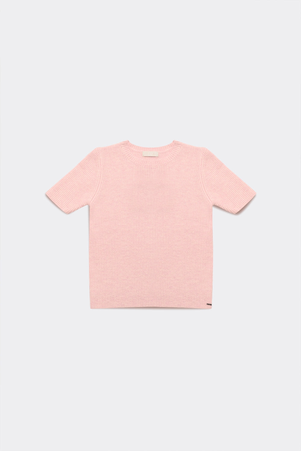 Ribbed short sleeve crop knitted top in pink - Szua Store