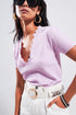 Ribbed v neck jumper in lilac Szua Store