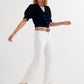 Rigid cropped flare jeans in cream with raw hem Szua Store