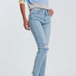 Q2 Ripped knee raw hem skinny jeans in light blue