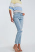 Q2 Ripped knee raw hem skinny jeans in light blue