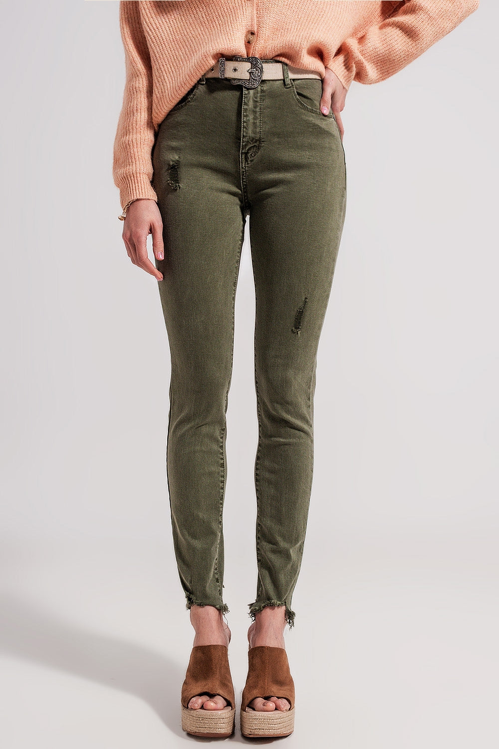 Ripped skinny jean in green Szua Store